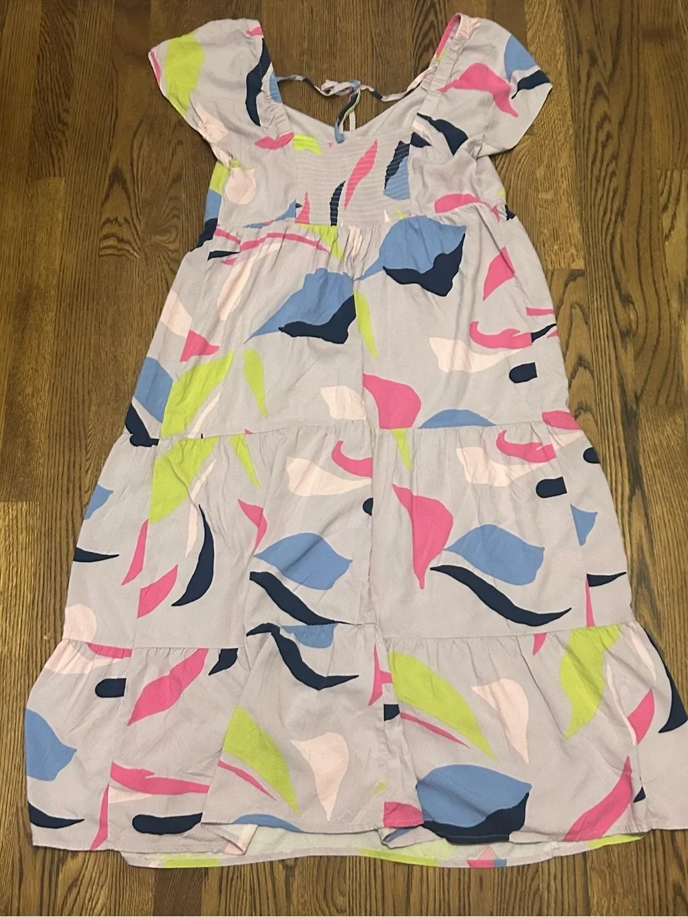 Sleeveless Tiered Maxi Dress in Pastel & neon Print 90s. Ruffle230